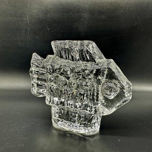 Brutalist Art Glass Fish Sculpture, Mid Century Scandinavian Decor image 8
