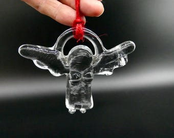 Vintage Kosta Boda Glass Angel Ornament – 1970s Bertil Vallien Christmas Decoration.