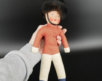 Vintage Soldier Doll - Antique British Guard Toy Doll with Composite face