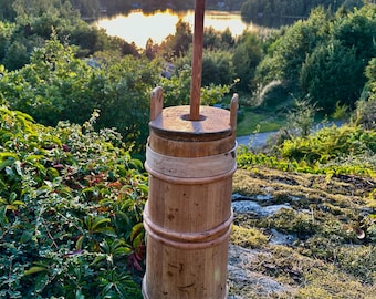 Antique Swedish Wood Butter Churn: 1870s Farmhouse Decor