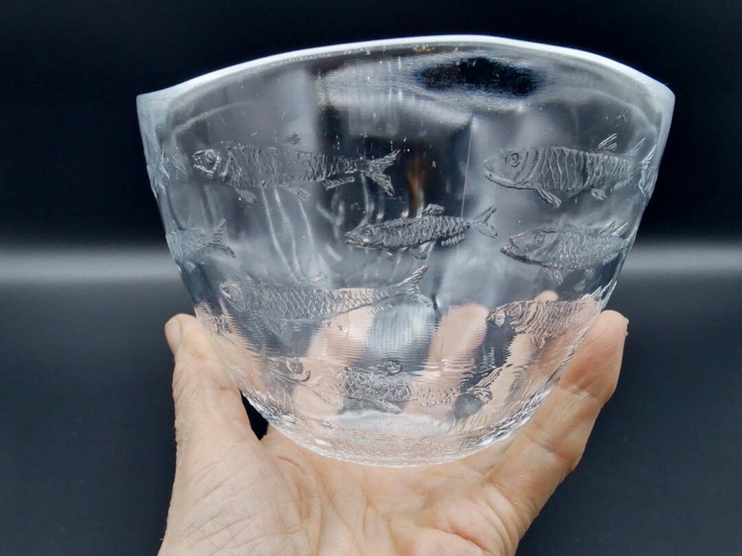 Vintage Scandinavian Glass Bowl With Fish Motif by Paul Isling Etsy