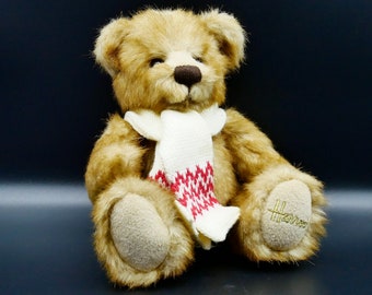 Vintage Harrods Bär mit originellem Schal und Label Collectors Teddy