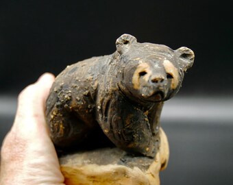 Pottery Brown Bear Figurine – Swedish Höganäs Mid-Century animal Sculpture