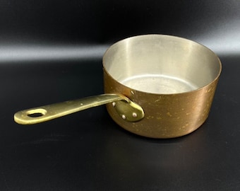 Vintage French Copper Saucepan – Rustic Farmhouse Cookware, Mid-Century Kitchenware
