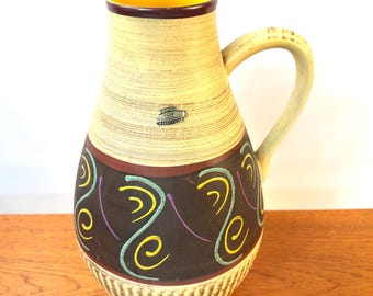 Large West German Vase by Bay Keramik – 409-40 Floor Jug – Vintage Sgraffito Pottery, 1970s