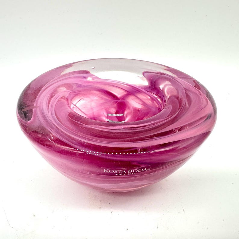 Kosta Boda Atoll Glass Bowl, Anna Ehrner Candle Holder, Swedish Decor image 2