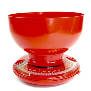 Vintage Red Retro EKS Kitchen Scale - 1970s Retro Scales
