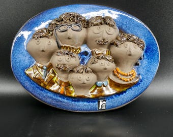 Vintage Swedish Ceramic Wall Hanging: JIE Gantofta "Family" 1960s