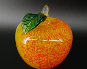Vintage kosta boda glass apple – hand-blown swedish art glass fruit sculpture