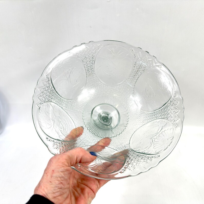 Compostiera in vetro pressato, centrotavola per frutta con piedistallo, trasparente (23 cm) immagine 8