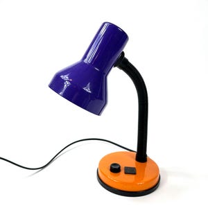 Vintage IKEA Gooseneck Desk Lamp – 1980s–90s Postmodern Purple & Orange Table Light