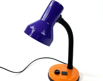 Vintage IKEA Gooseneck Desk Lamp – 1980s–90s Postmodern Purple & Orange Table Light