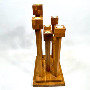 Scandinavian Floor Candle Holder, Wooden Candlestick Stand, Mid Century Decor image 3