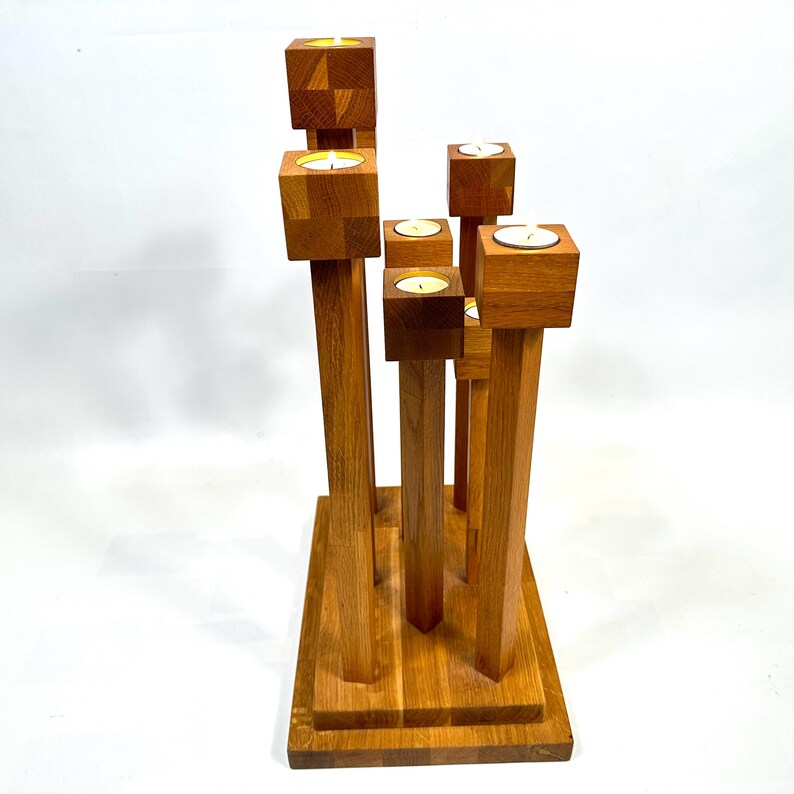 Scandinavian Floor Candle Holder, Wooden Candlestick Stand, Mid Century Decor image 3