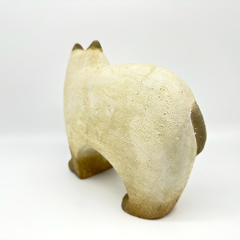 Ceramic Cat Sculpture, Folk Art Pottery Figurine, Rustic Home Decor image 6