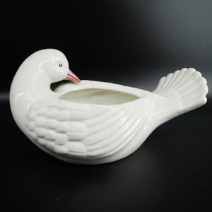 Swan planter, Italian Ceramic Hand Painted Bird Decor image 9