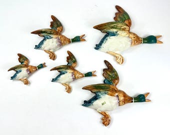 Vintage Beswick Flying Ducks – Set of 5 Including Rare Largest No. 0, 1950s