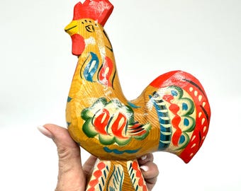 Wooden Rooster Sculpture – Scandinavian Folk Art, Sweden