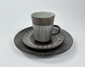 BR Denmark Einar Hellerøe Amazonas Trio – 1950s Danish Ceramic Tea Set, Mid-Century Modern Pottery