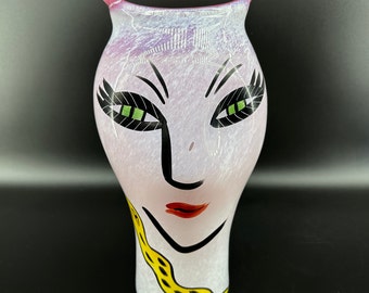 Pink Vintage Kosta Boda Glass Vase - 'Open Minds' by Ulrica Hydman-Vallien 34cm
