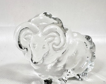 Scandinavian Art Glass Sheep – Kosta Boda Animals by Bertil Vallien, Sweden 1970s