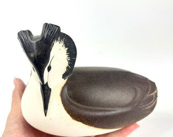 Vintage Ceramic Bird – Swedish Great Crested Grebe signed Paul Hoff, 20cm
