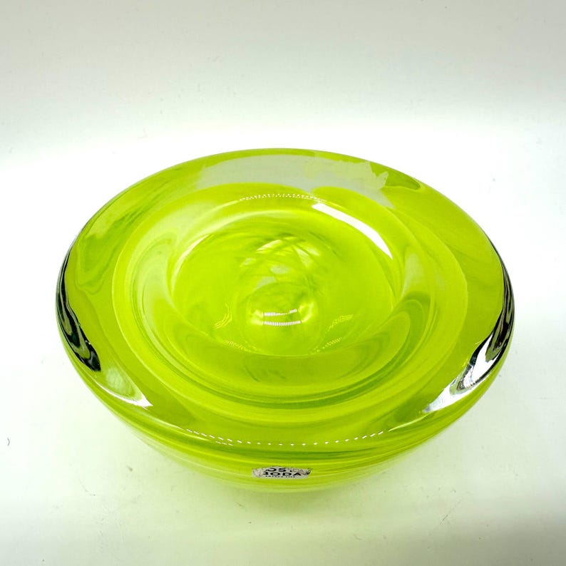 Kosta boda yellow glass candle holder bowl image 2