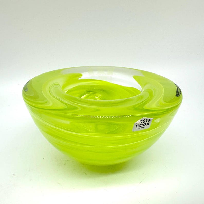 Kosta boda yellow glass candle holder bowl image 10