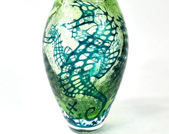 Rare Kosta Boda glass vase - Olle Brozén "underworld" signed, 27 cm