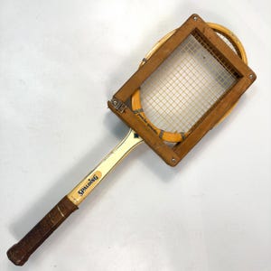 Vintage Spalding Pancho Gonzales Autograph Tennis Racket – Wooden Racquet with Original Press – 1960s–70s Sports Memorabilia