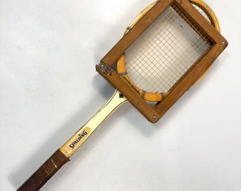Vintage Spalding Pancho Gonzales Tennis Racket: 1960s Wooden Racquet with Press