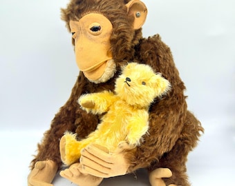 Vintage Steiff Jocko Chimp – Large 24" Mohair Ape Monkey, 1950s with Button
