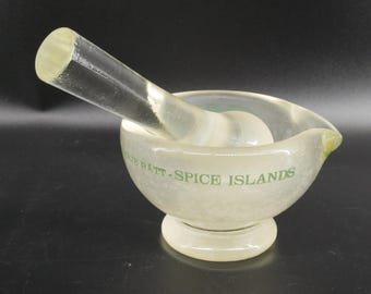 Vintage Glass Mortar and Pestle - Spice Islands Kitchen Decor