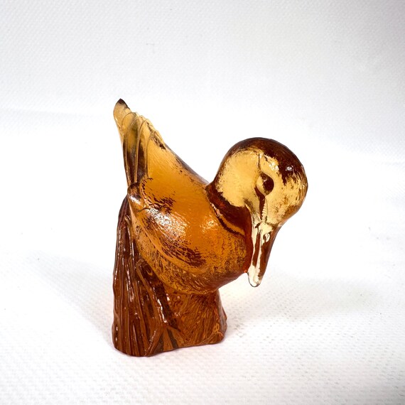 Amber Glass Duck – Vintage Kosta Boda Paul Hoff Art Glass