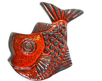 Vintage Danish Pottery Fish Wall Hanging – Norrman Motala, 1980s