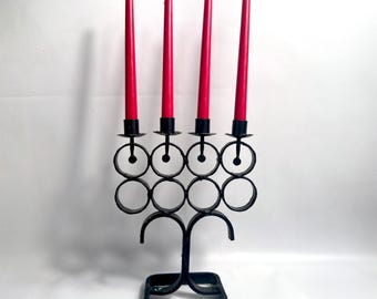 Wrought iron candelabra, candleholder by bertil vallien, sweden 1960s