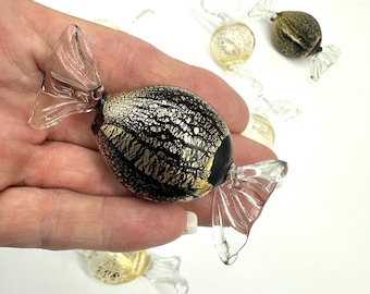 Murano Style Art Glass Bonbons: Venetian Candy Sculptures with Gold Leaf
