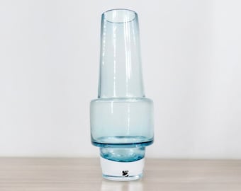 Vintage Blue Rocket Glass Vase by Inge Samuelsson | 1960s Design | Kosta Boda