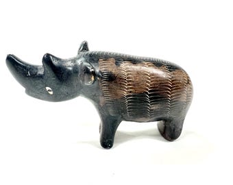 Soapstone Rhino – Vintage Hand-Carved African Safari Sculpture