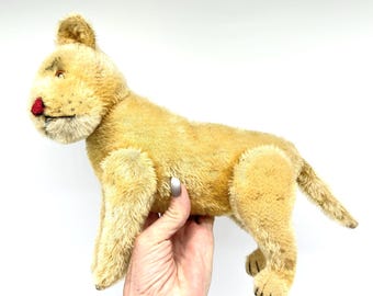 Vintage Steiff Lion Mohair Plush, Big Cat Toy, 1940s