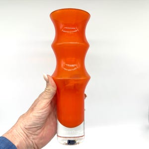 Bo Borgström Åseda Art Glass Vase: Mid-Century Modern Orange Cased Glass