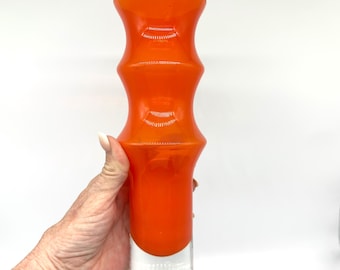 Bo Borgström Åseda Art Glass Vase: Mid-Century Modern Orange Cased Glass