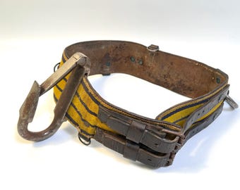 Military Belt: Leather Canvas Utility Harness, Mid-Century Industrial Decor