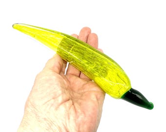 Kosta Boda Glass Chilli – Gunnel Sahlin Yellow Hand-Blown Fruit Sculpture, 19 cm