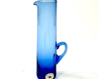 Blue Glass Miniature Pitcher – Swedish Art Glass, 1940s-50s