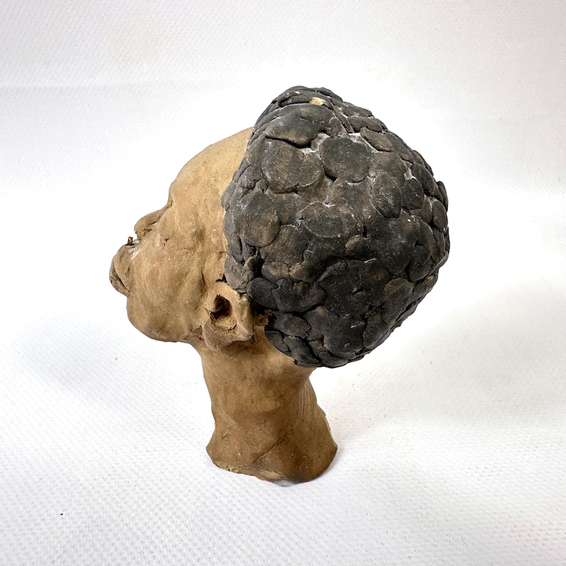Vintage studio pottery head sculpture – signed kj ’59, hand-modelled clay figure image 5