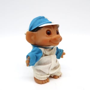 Vintage 1985 dam troll doll – danish rubber toy, original outfit image 7