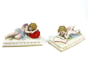 Vintage German Porcelain Cherub Bookends – Schaubach-Kunst Pair
