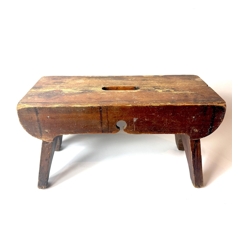 Antique Wooden Stool Rustic Swedish Folk Art Farmhouse Bench - Etsy