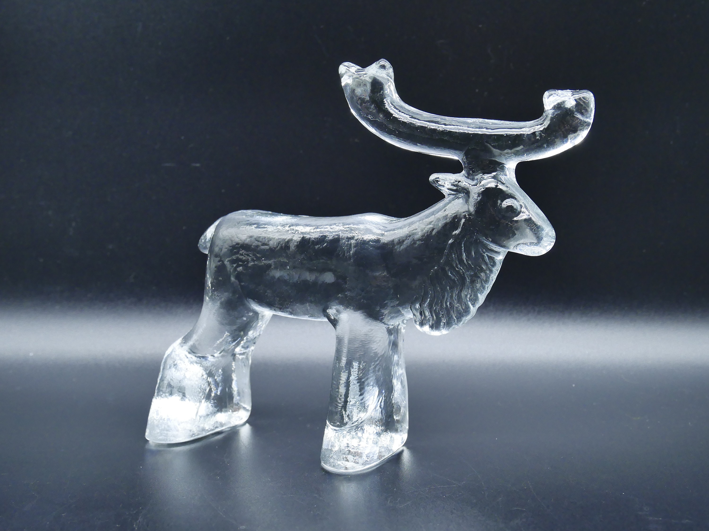 Glass Reindeer Sculpture, Bertil Vallien Kosta Boda Zoo Series